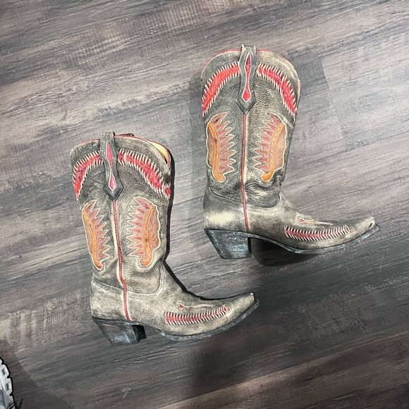 Corral Boots Shoes - Corral Western Cowgirl Boots - Red and Orange Accents